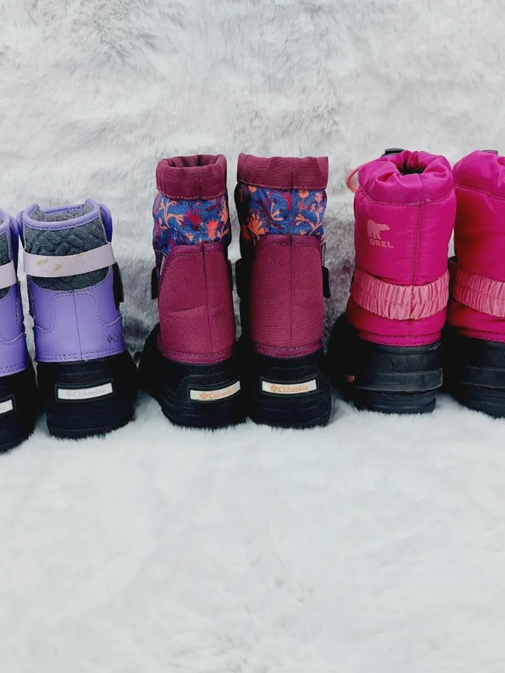 Set of 3 Sorel Columbia Girl's Purple Pink Ankle Snow Winter Boots Size US 9